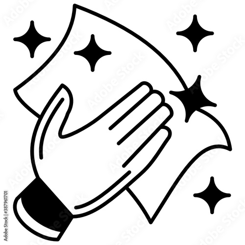 Shiny Cleaned Surface Area Concept, hygiene symbol Vector Glyph Icon Design, Living Space Sanitizing and Disinfecting Symbol on White background 