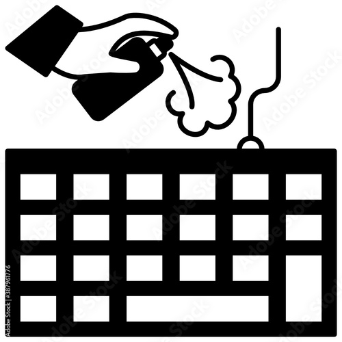 Keyboard Sterilization concept vector glyph icon design, Home and Office Disinfecting and Decontamination Services Symbol on White background, Personal Equipment hygiene Sign, Post Covid Element 
