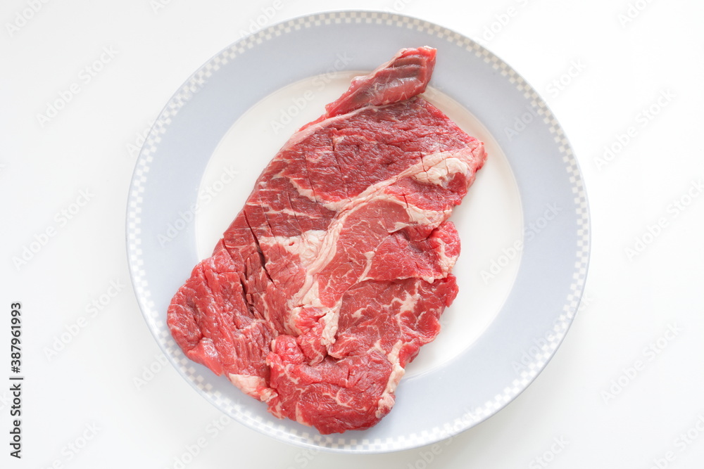 freshness beef steak on dish with copy space freshness beef steak on dish with copy space