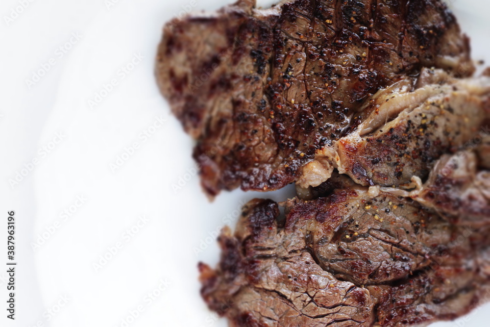 home grilled black pepper and beef steak