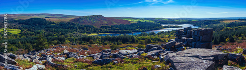 Panorama from Sharpitor to  Burrator Reservoir in Dartmoor National Park in Devon in England in Europe photo