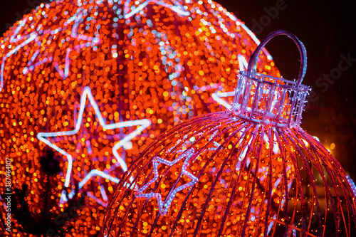 large street garland in the form of a toy in the form of a Christmas ball photo