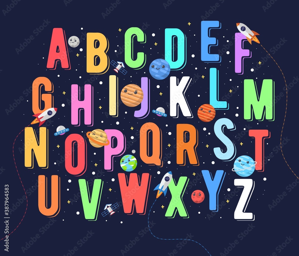 Colorful Alphabet for Kids. Vector illustration of alphabet graphics