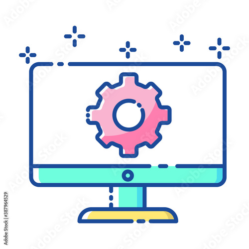 Flat Design Business Icon service repair maintenance gear monitor Flat Design Vector Premium EPS10 © Hary