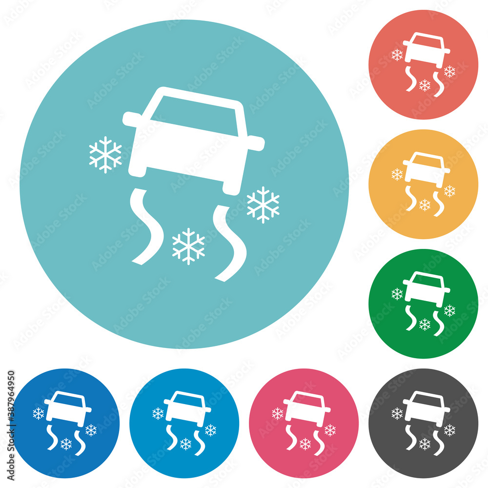 Snowy road dashboard indicator flat round icons Snowy road dashboard indicator flat round icons