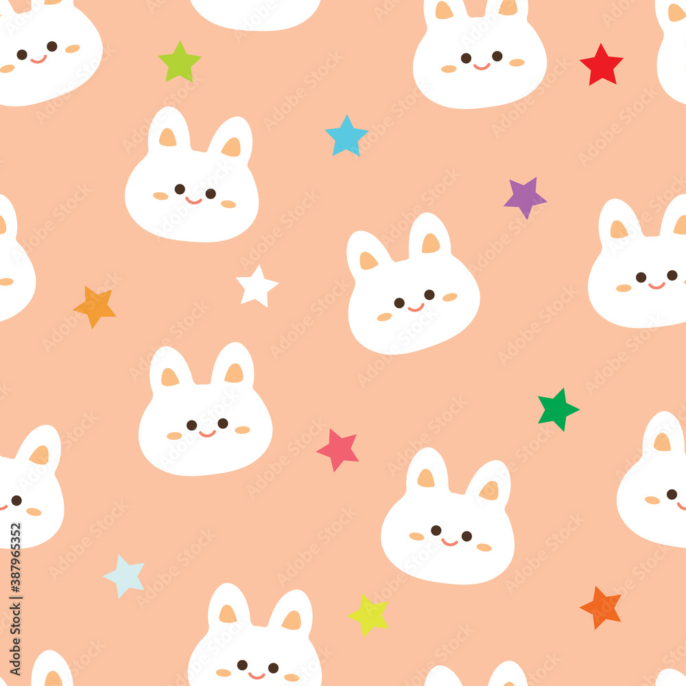 Seamless pattern with cartoon bunny. for fabric print, textile, gift wrapping paper. colorful vector for kids, flat style Seamless pattern with cartoon bunny. for fabric print, textile, gift wrapping paper. colorful vector for kids, flat style