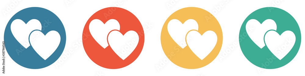 Bunter Banner mit 4 Buttons: 2 Herzen