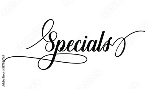 Specials Script Typography Cursive text lettering Cursive and phrases isolated on the White background for titles, words and sayings