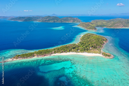 Aerial view of Malcapuya Island, Culion, Palawan, Philippines photo