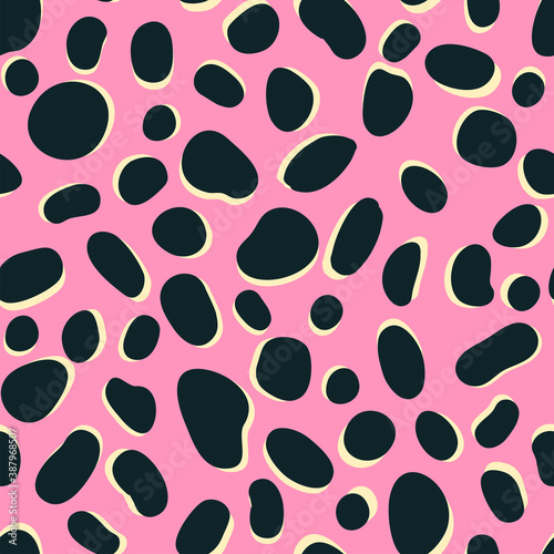 Vector Trendy leopard skin seamless pattern. Abstract wild animal cheetah black spots on pink texture for fashion print design, fabric, cover, wrapping paper, background, wallpaper