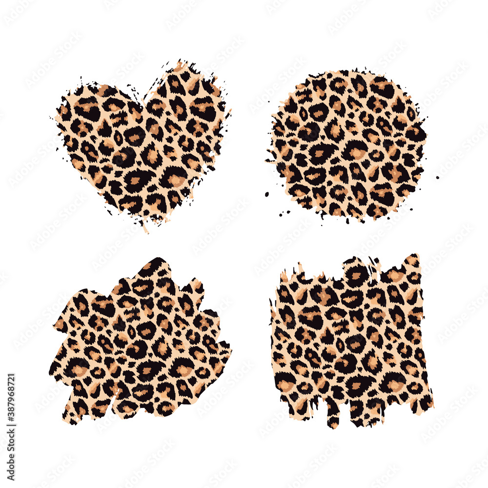 Fotografie Leopard print textured hand drawn brush strokes set