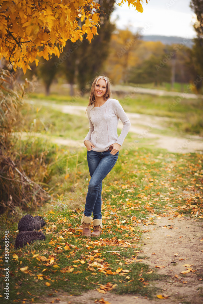 young girl in autumn park young girl in autumn park