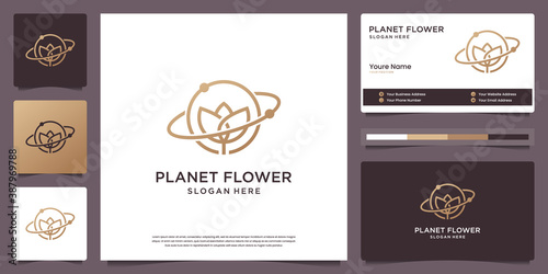 Flower planet elegant symbol for flower shop, beauty, spa, skin care, salon and business card