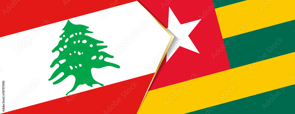 Lebanon and Togo flags, two vector flags. Lebanon and Togo flags, two vector flags.