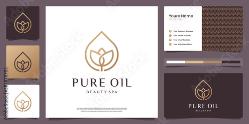 Natural pure oil for beauty, cosmetics, yoga and spa. logo and business card