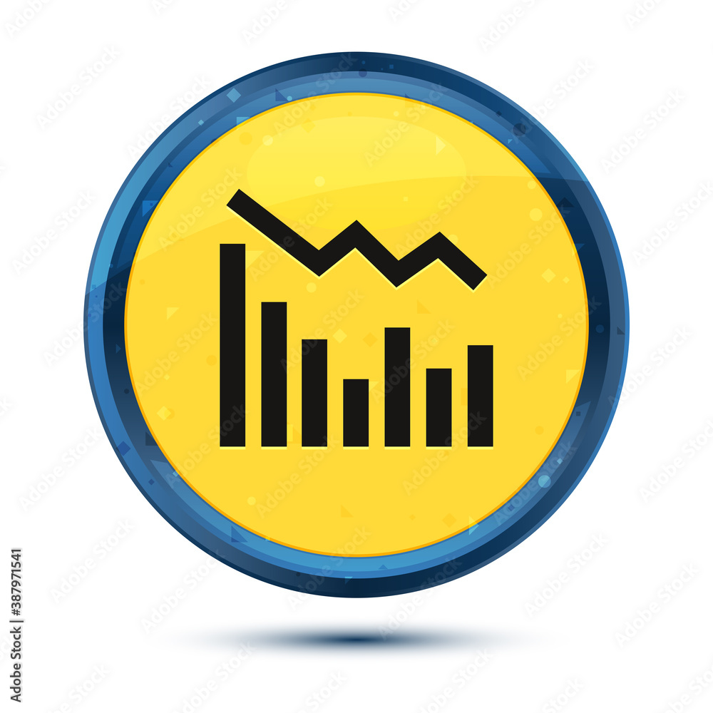 Statistics down icon fancy yellow round button illustration Statistics down icon fancy yellow round button illustration