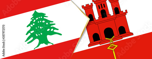 Lebanon and Gibraltar flags, two vector flags.