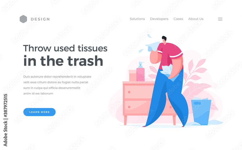 Web banner for utilization of used tissues when being sick