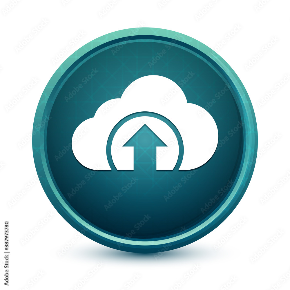 Cloud upload icon shiny light blue round button illustration Cloud upload icon shiny light blue round button illustration