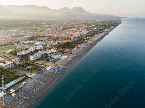Panoramic aerial view of sea and coast of Riviera dei Cedri, Scalea, Calabria Italy. photo