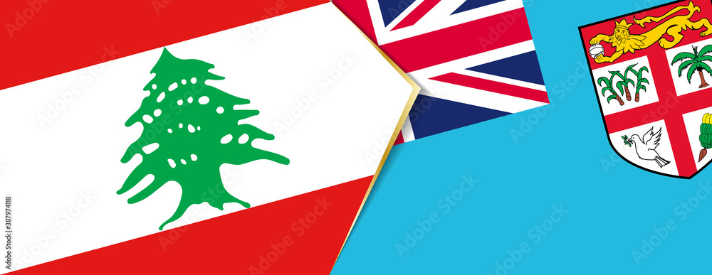 Lebanon and Fiji flags, two vector flags. Lebanon and Fiji flags, two vector flags.