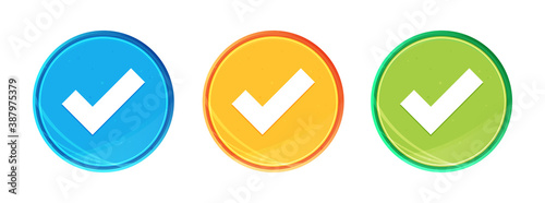 Tick mark icon clean soft round button set illustration
