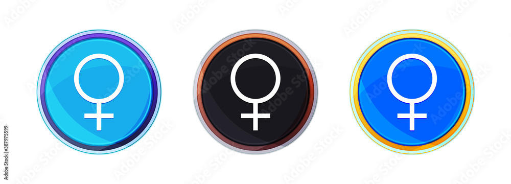 Female symbol icon perfect shine round button set illustration Female symbol icon perfect shine round button set illustration