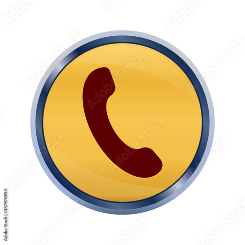 Phone icon super yellow round button illustration