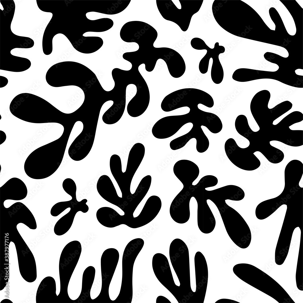 Seamless pattern with black trendy doodle abstract organic shapes Seamless pattern with black trendy doodle abstract organic shapes