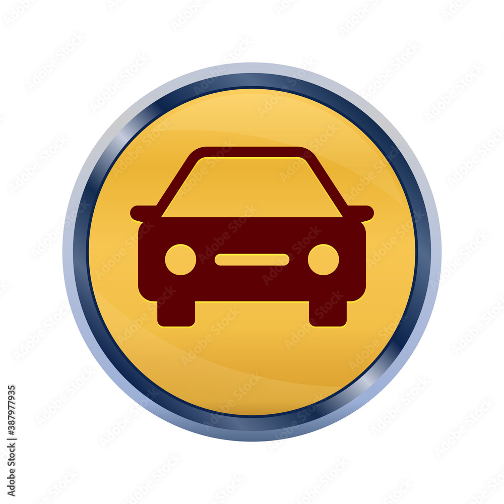 Car icon super yellow round button illustration