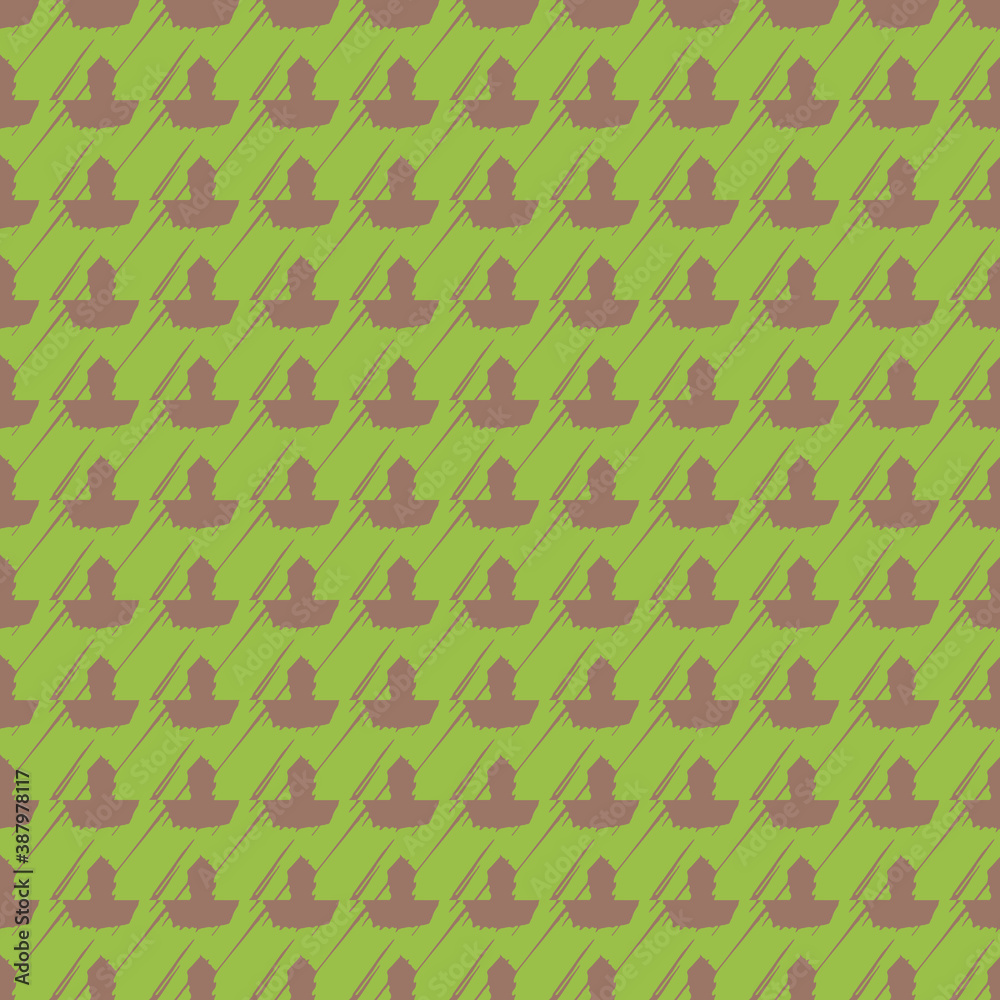 Vector seamless pattern texture background with geometric shapes, colored in green, brown colors. Vector seamless pattern texture background with geometric shapes, colored in green, brown colors.