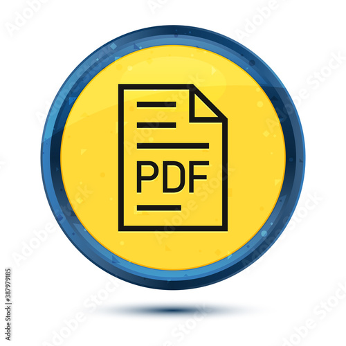 PDF document page icon fancy yellow round button illustration