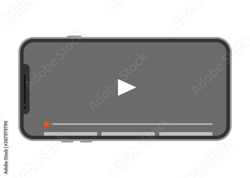 スマホに表示された動画サイト(横向き、全画面)