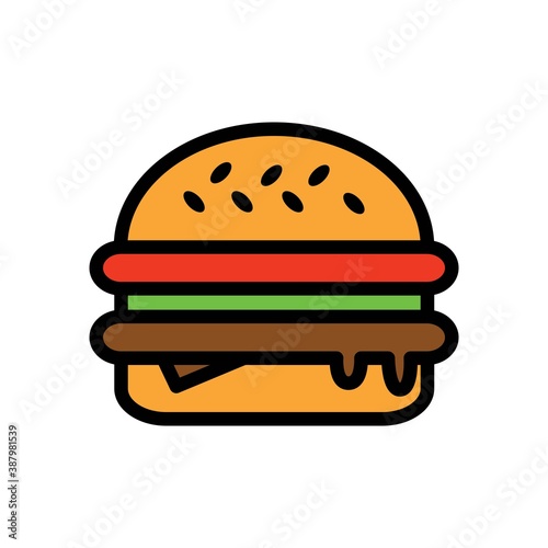 Burger Flat Icon Vector Logo Template Illustration