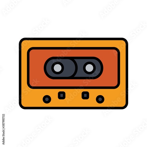 Cassette Flat Icon Vector Logo Template Illustration