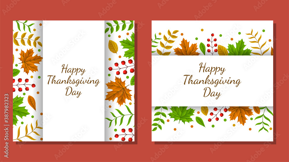 Thanksgiving day banner, poster, greeting card and invitation background. Autumn season inscription. Vector illustration.
