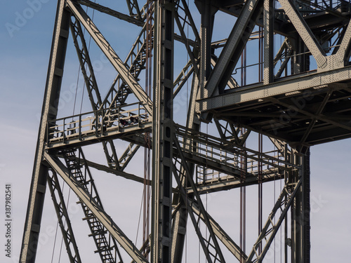 Historic steel railway bridge with lifting system at Rotterdam in the Netherlands