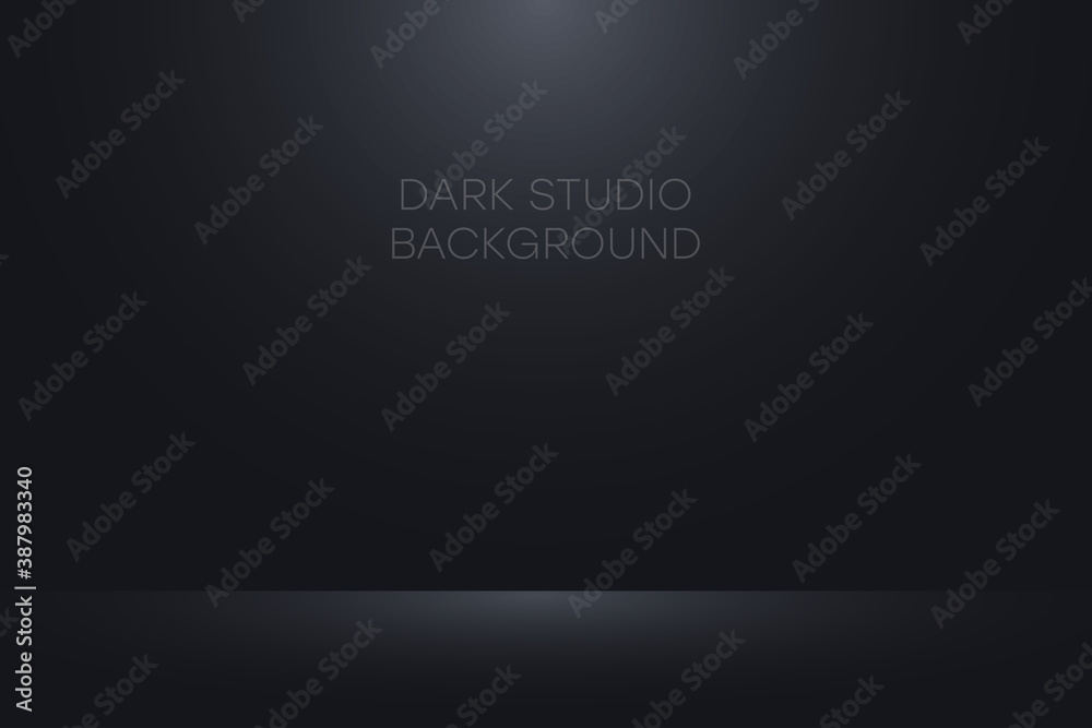 Plakat Black studio background. Realistic empty dark studio room. Background for product display show or place for presentation. Vector.
