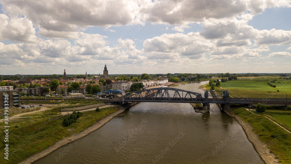 Railway bridge of steel of Zutphen in the Netherlands