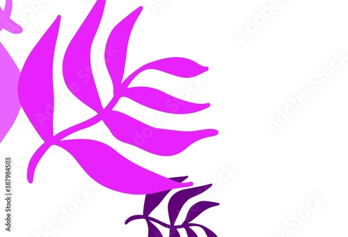 Light Purple vector natural background with leaves.