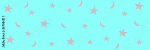 stars and moon for a festive banner or packaging. silver stars