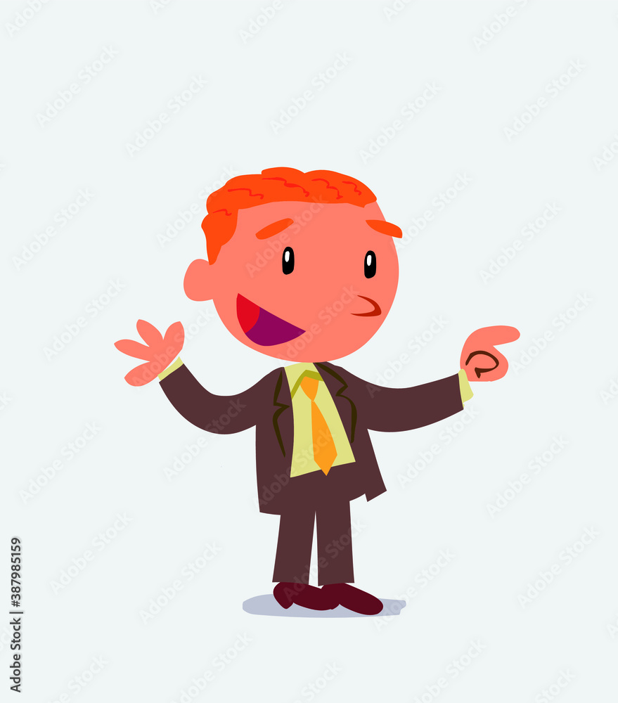 cartoon character of businessman smiling while pointing cartoon character of businessman smiling while pointing
