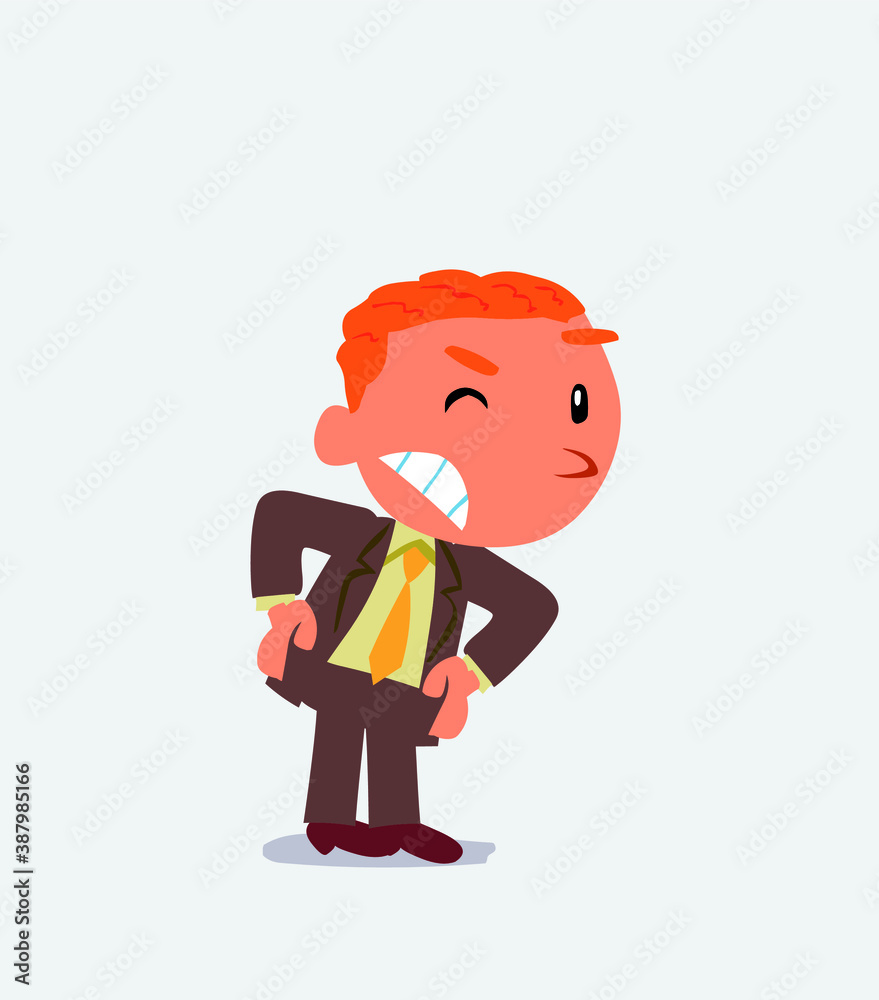 cartoon character of businessman suspecting something wrong