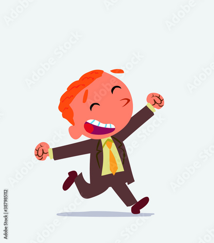cartoon character of businessman running very euphoric
