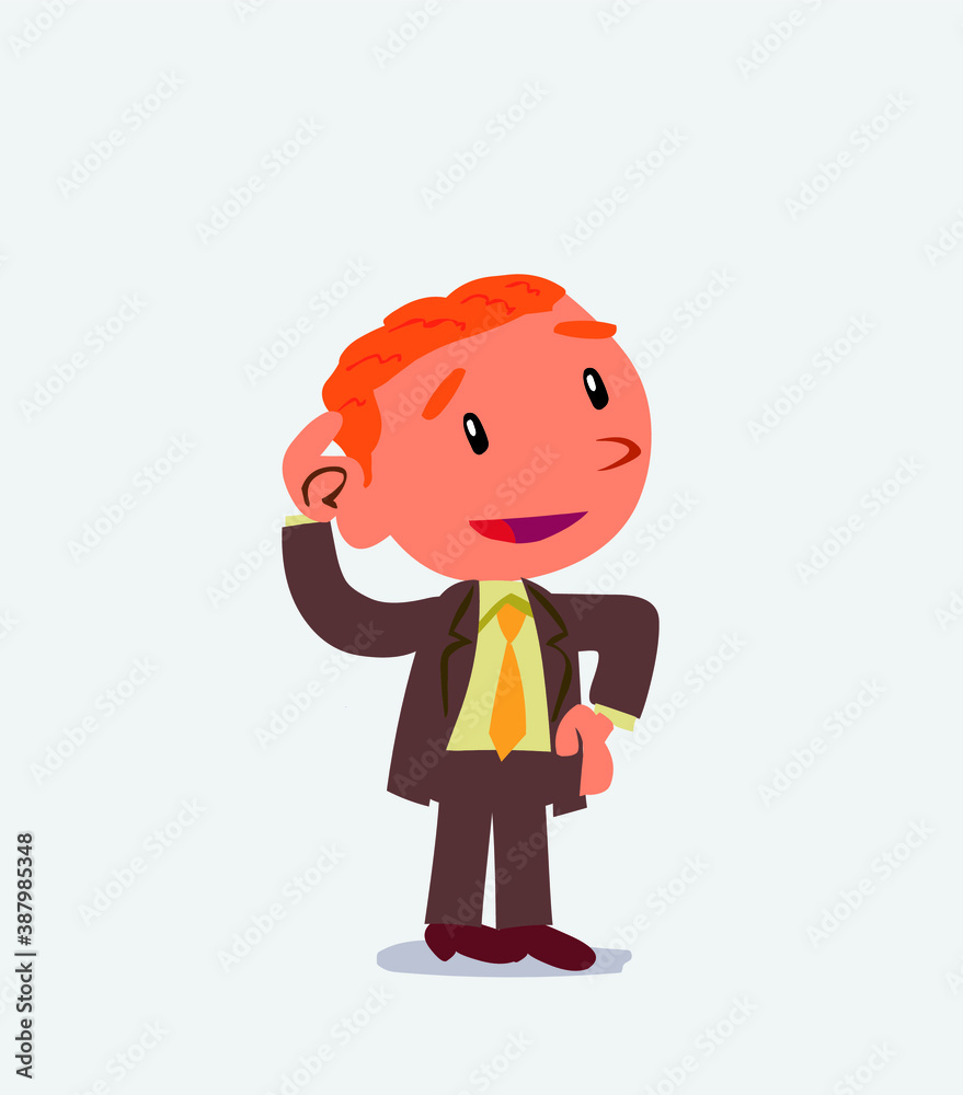 Thoughtful cartoon character of businessman scratching his head. Thoughtful cartoon character of businessman scratching his head.