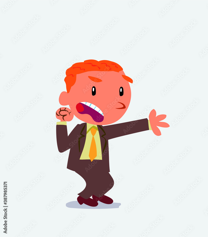 Very angry cartoon character of businessman pointing at something. Very angry cartoon character of businessman pointing at something.