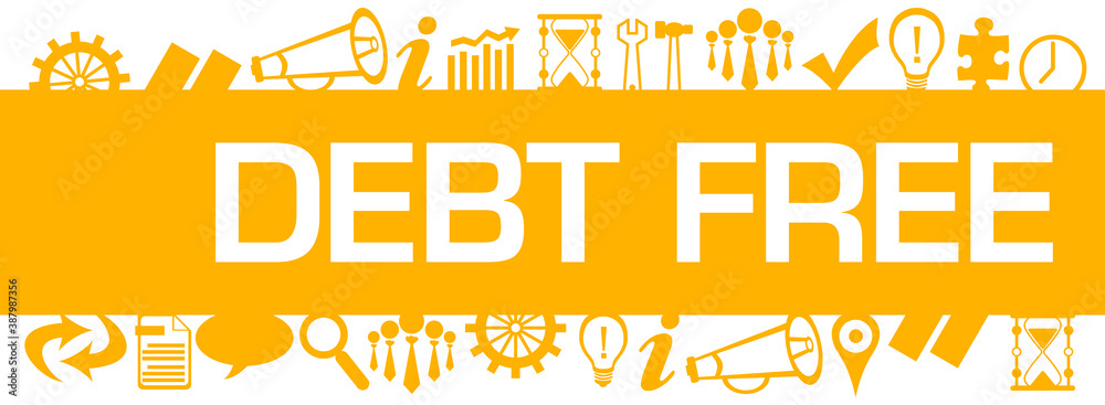 Debt Free Yellow Business Symbols Top Bottom Horizontal 