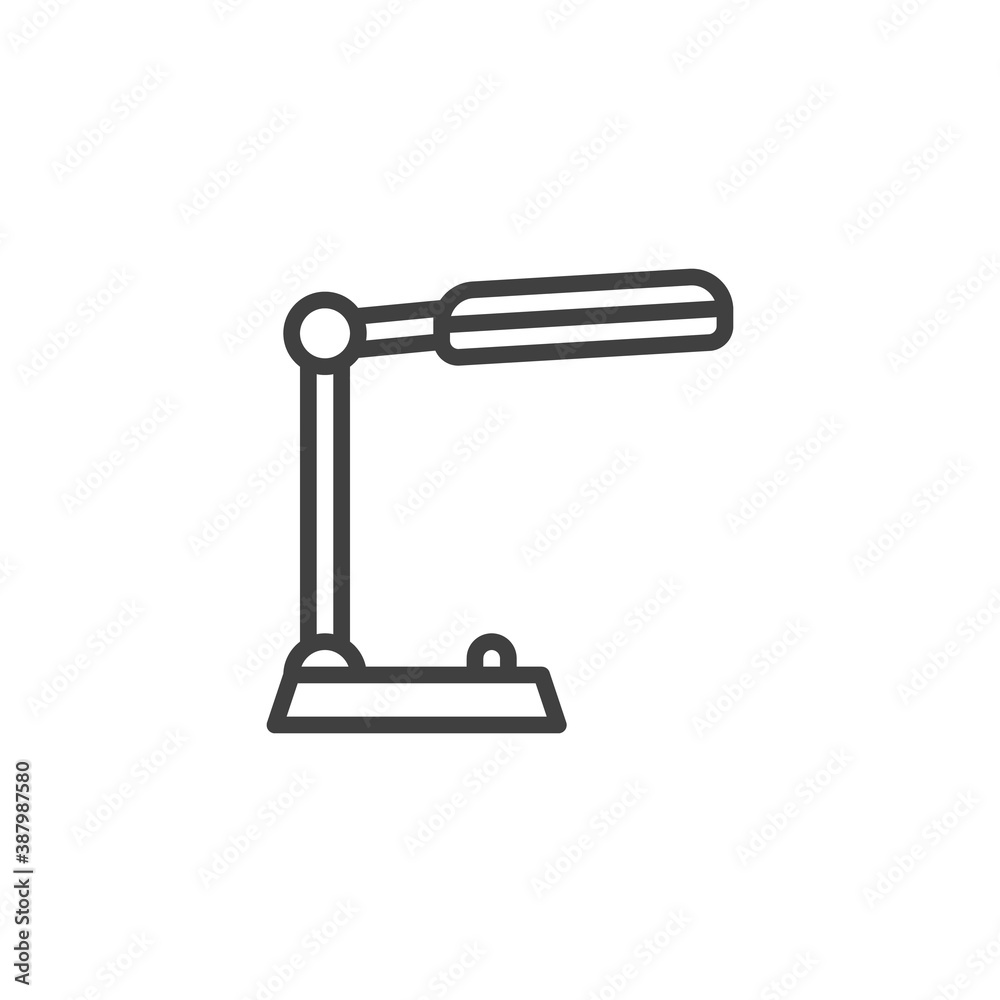 Office lamp line icon. linear style sign for mobile concept and web design. Desktop lamp outline vector icon. Symbol, logo illustration. Vector graphics