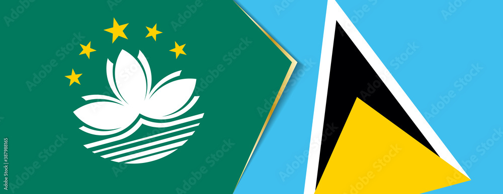 Macau and Saint Lucia flags, two vector flags. Macau and Saint Lucia flags, two vector flags.