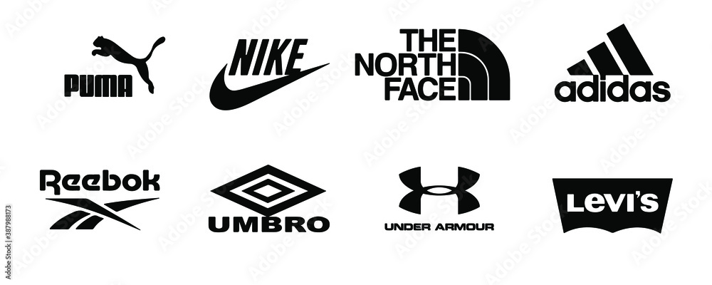 Nike. Top logos of popular sportswear brands: nike, umbro, adidas ...